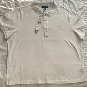 Ralph Lauren White Polo Shirt with Gold Accents